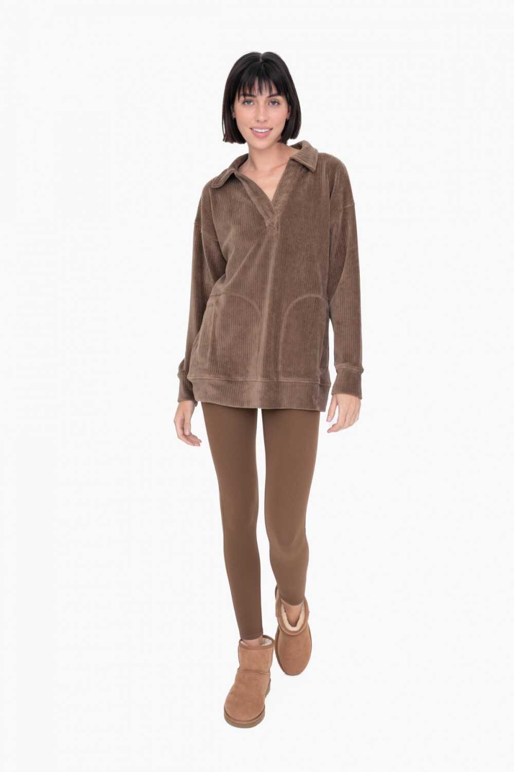 Oversized Collared Corduroy Pullover