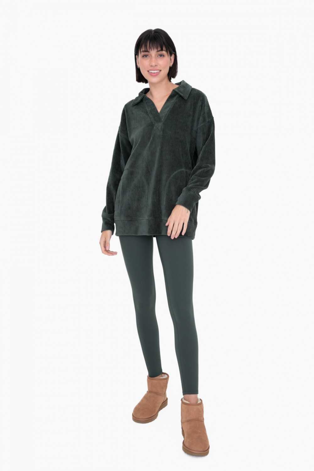 Oversized Collared Corduroy Pullover