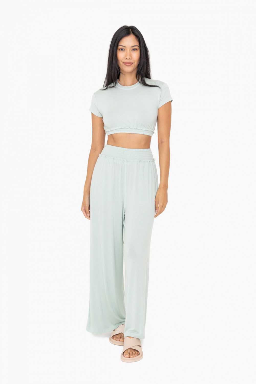 Smocked Waist Wide-Leg Pants