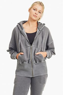 Fleece Hoodie Jacket with Tapered Sleeves