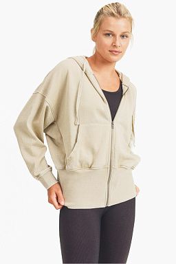 Fleece Hoodie Jacket with Tapered Sleeves